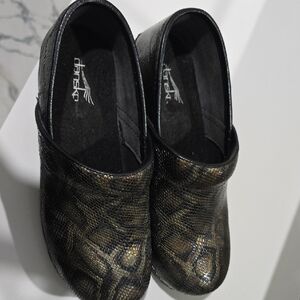 Dansko Metallic Black Clogs